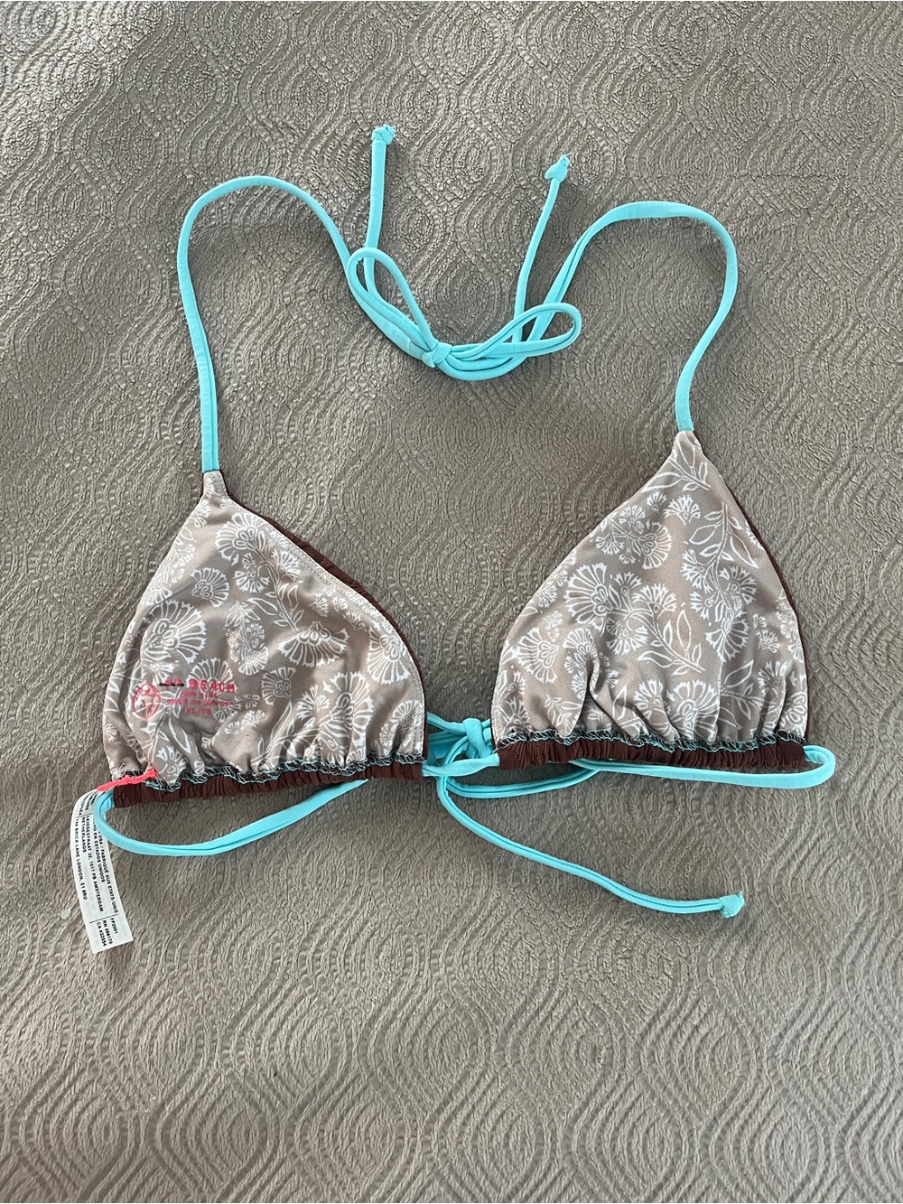 Free People Michelle Brown and Blue Women's Bikini top size X large - Picture 8 of 14